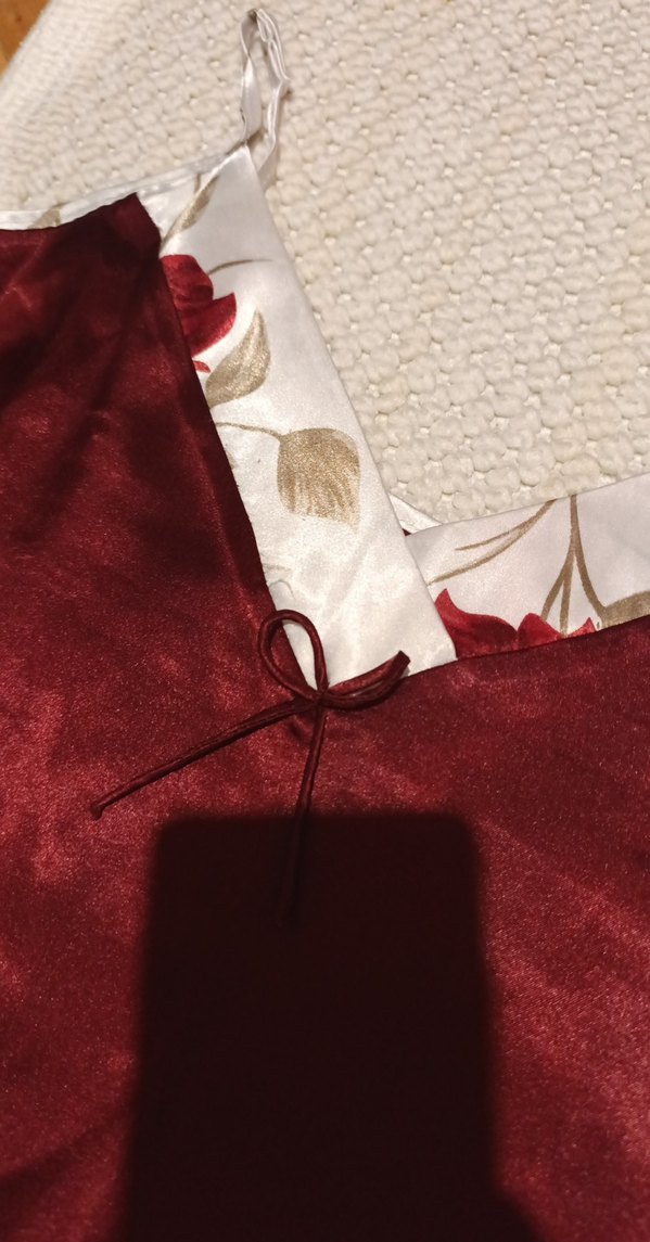 Bordo Nakışlı Mini Kadın saten Pijama Takımı - Görsel 5