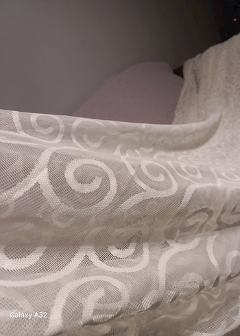 İşlemeli Beyaz Modern Tül Perde - Görsel 3