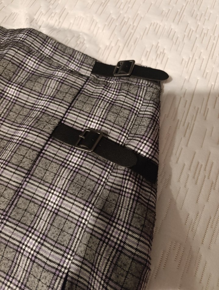 Gri Kemerli Mini Etek - Görsel 2