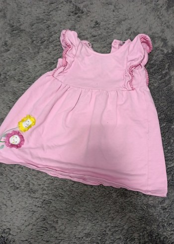 Pembe Kolsuz Fırfırlı Kız Elbisesi