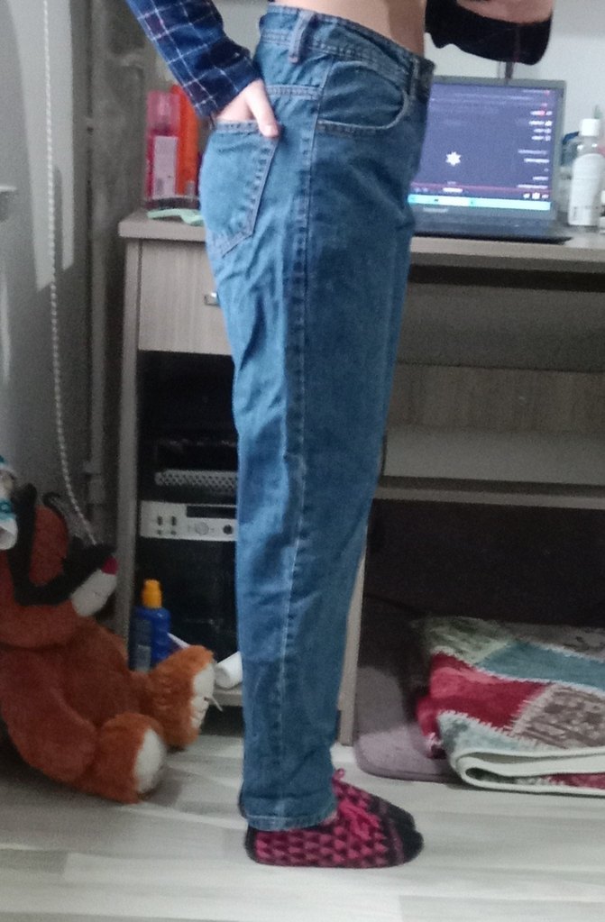 Kadın Lacivert Düğmeli Bol Kesim Midi Kot - Görsel 3