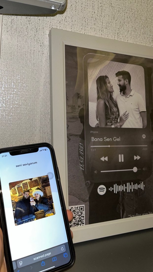 Beyaz Çerçeveli  Spotify Müzik Sistemi Çerçevesi - Görsel 2
