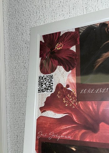 Bordo Çiçekli Fotoğraf Çerçevesi hediye - Görsel 3