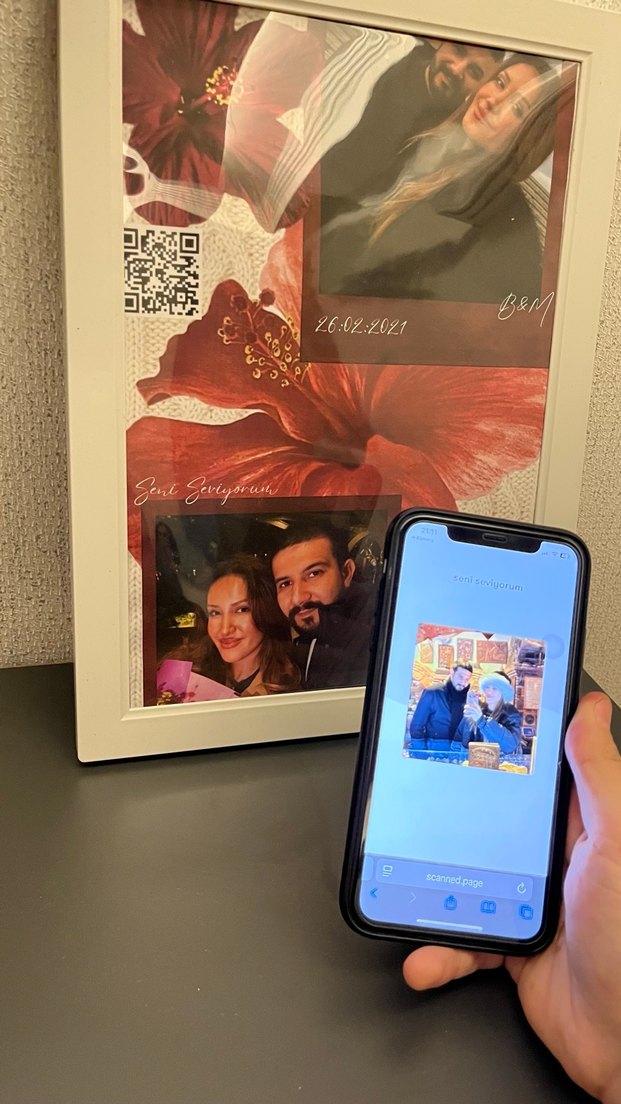 Bordo Çiçekli Fotoğraf Çerçevesi hediye - Görsel 4