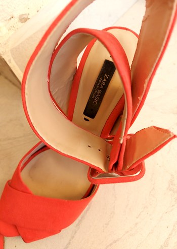 Kırmızı Süet Dolgu Topuklu Kadın Sandalet - Görsel 5