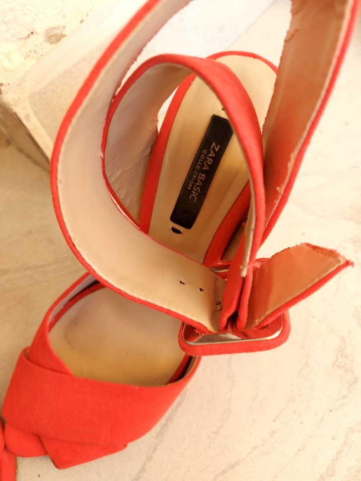 Kırmızı Süet Dolgu Topuklu Kadın Sandalet - Görsel 5