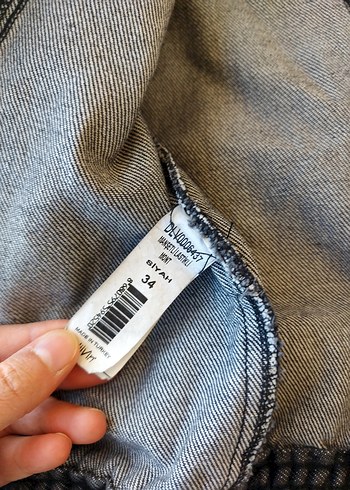 Gri Kadın Düğmeli Kot Ceket - Görsel 7