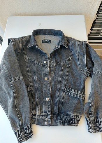 Gri Kadın Düğmeli Kot Ceket - Görsel 2