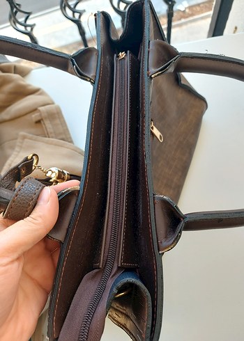 Kahverengi Yılan Derisi Desenli Deri Kadın Çanta - Görsel 9