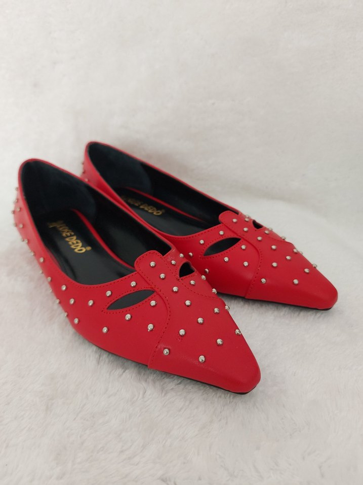 Kırmızı Boncuk Detaylı Kadın Babet - Görsel 2