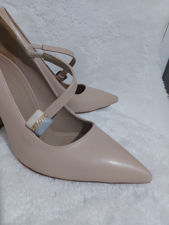 Bej Tokalı Stiletto Topuklu Kadın Ayakkabı - Görsel 2