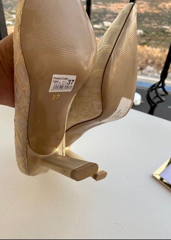 Bej Yılan Desenli Dantel Detaylı Stiletto - Görsel 3