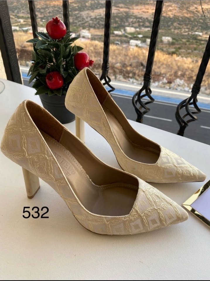 Bej Yılan Desenli Dantel Detaylı Stiletto - Görsel 2