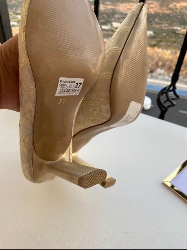 Bej Yılan Desenli Dantel Detaylı Stiletto - Görsel 3