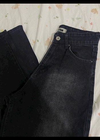 Diğer Siyah Kadın Denim Bol Kesim Midi Jean