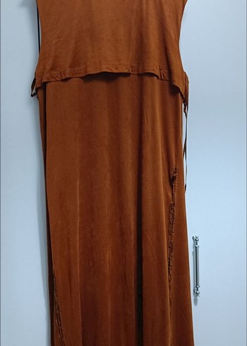 Kadın Kahverengi Uzun Süet Bohem Yelek - Görsel 3