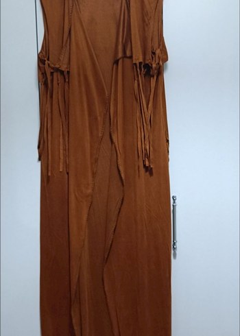 Kadın Kahverengi Uzun Süet Bohem Yelek - Görsel 2