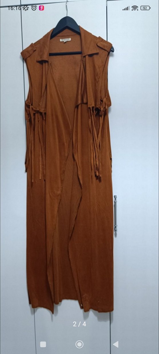 Kadın Kahverengi Uzun Süet Bohem Yelek - Görsel 2