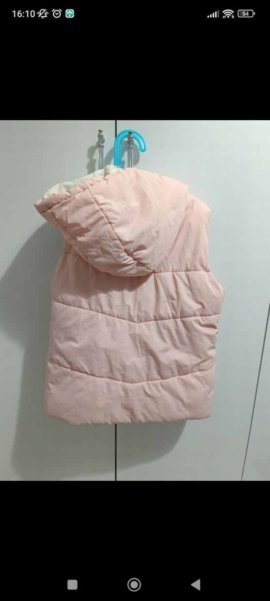 Kız Çocuk Pembe Kapüşonlu Fermuarlı Yelek - Görsel 4