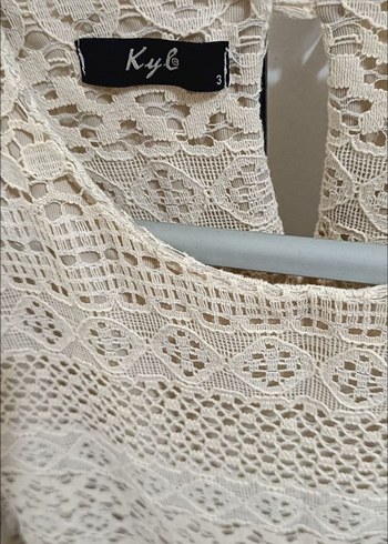 Dantel Detaylı Uzun Kollu Ekru Bohem Elbise - Görsel 4