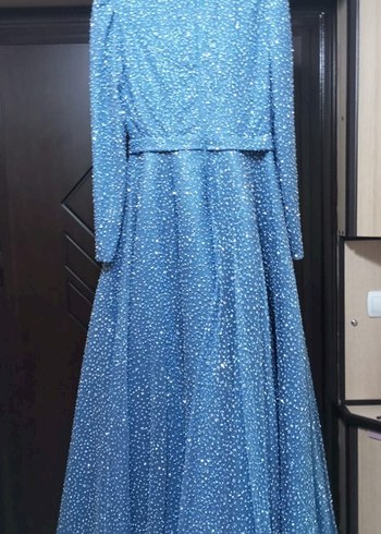 Mavi Tesettür Abiye Elbise - Görsel 3