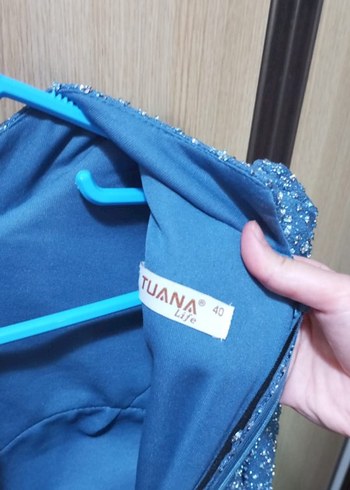 Mavi Tesettür Abiye Elbise - Görsel 6