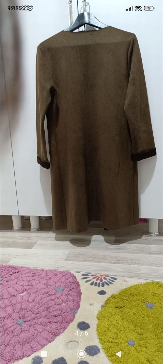 Kadın Kahverengi Süet Uzun Ceket - Görsel 3