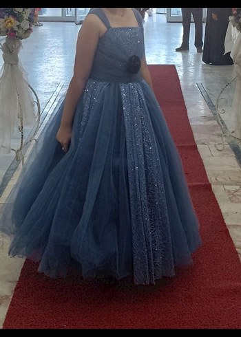 Mavi Kız Abiye Elbise - Görsel 4