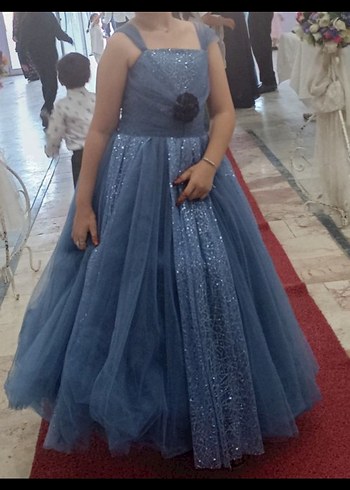 Mavi Kız Abiye Elbise - Görsel 3