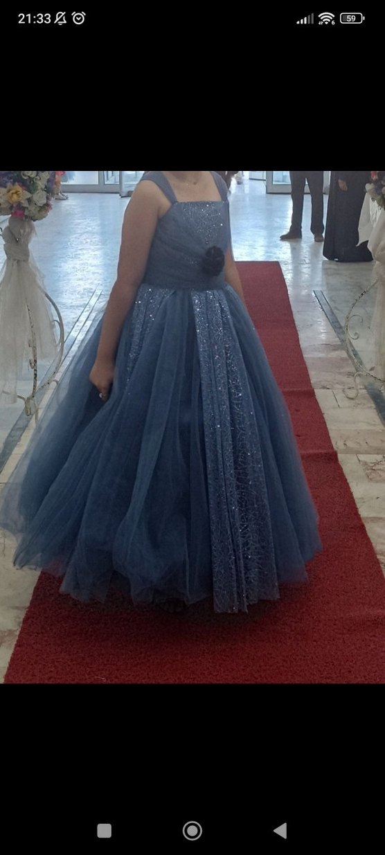 Mavi Kız Abiye Elbise - Görsel 4