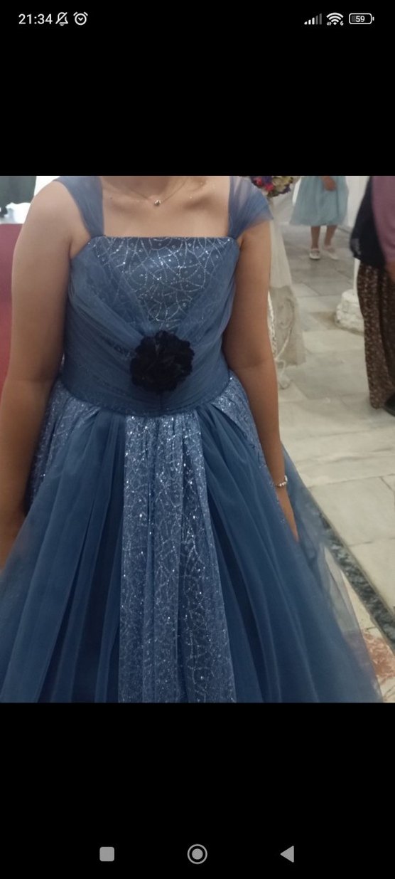 Mavi Kız Abiye Elbise - Görsel 5