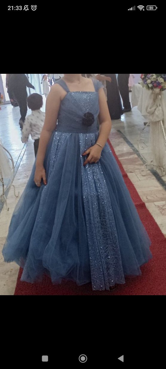 Mavi Kız Abiye Elbise - Görsel 3