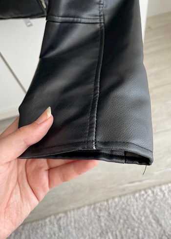 m Beden siyah Renk PB Kemerli Siyah Biker Deri Ceket