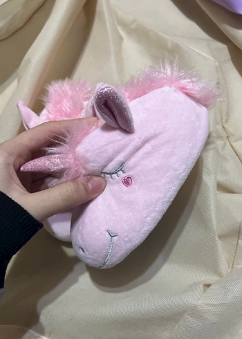Kızlar için Pembe Unicorn Peluş Terlik - Görsel 2