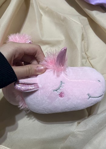 Kızlar için Pembe Unicorn Peluş Terlik - Görsel 3