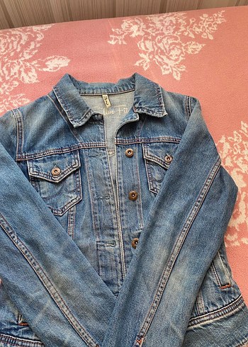 Kadın Mavi Düğmeli Denim Ceket