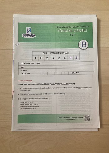 2023 TYT Türkiye Geneli Soru Kitapçığı
