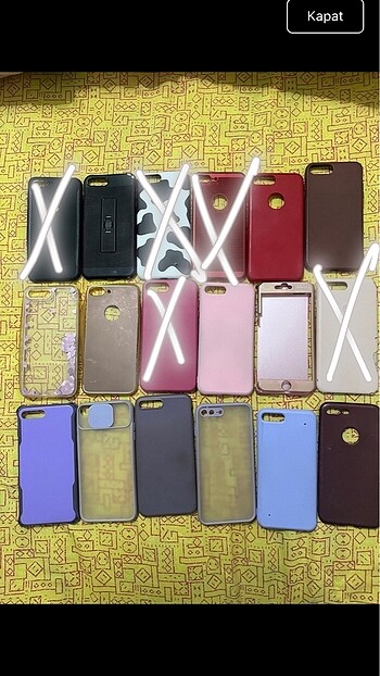 18 adet ıphone 7plus 8plus telefon kılıfı