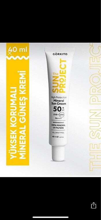 The sun project görkito mineral güneş krem spf50