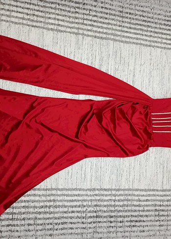 Kırmızı V Yaka Drapeli Kadın Abiye - Görsel 2