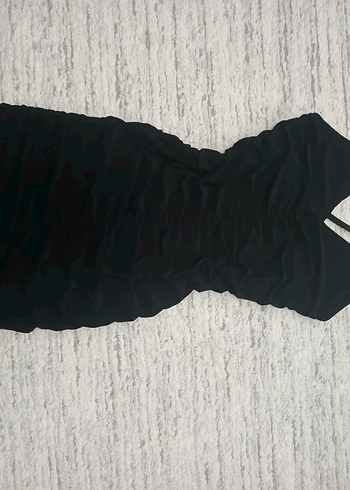 Siyah Piliseli mini V Yaka İp Askılı Elbise - Görsel 2