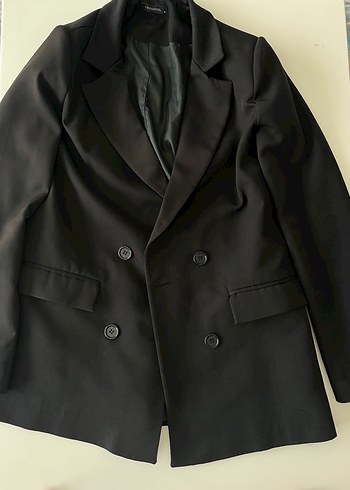 Düğmeli Siyah Kadın Blazer Ceket