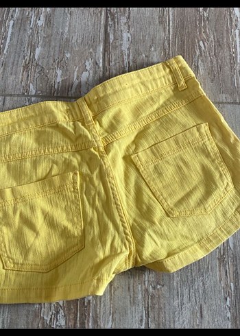 Collezione y2k Sarı Keten Mini Şort
