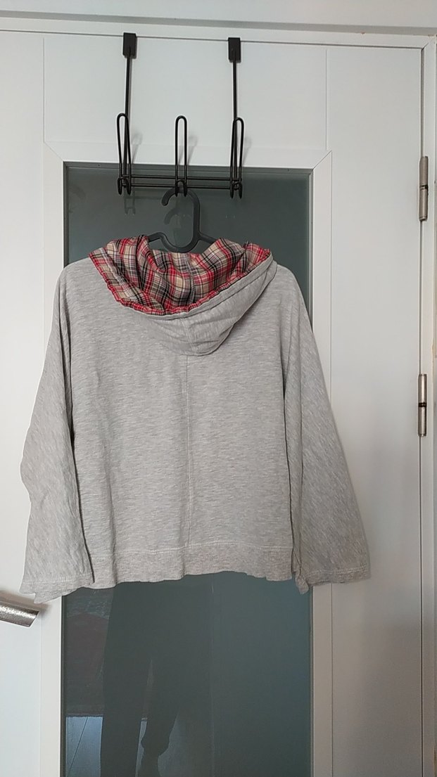 Gri Kapüşonlu Fermuarlı Kadın Sweatshirt - Görsel 5