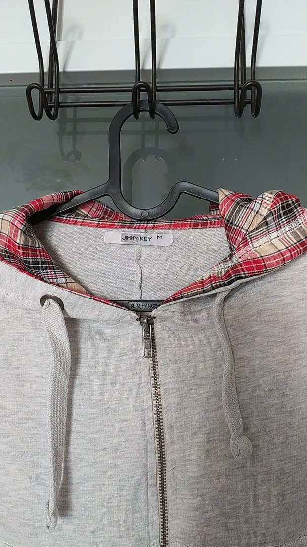 Gri Kapüşonlu Fermuarlı Kadın Sweatshirt - Görsel 2