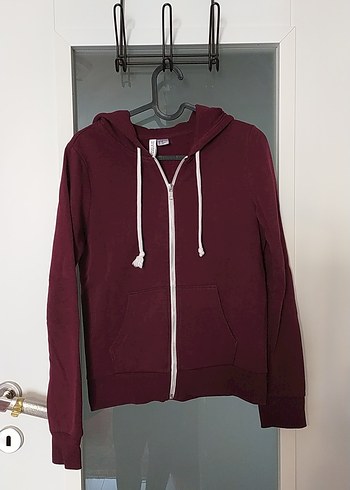 Bordo Fermuarlı Kadın Sweatshirt