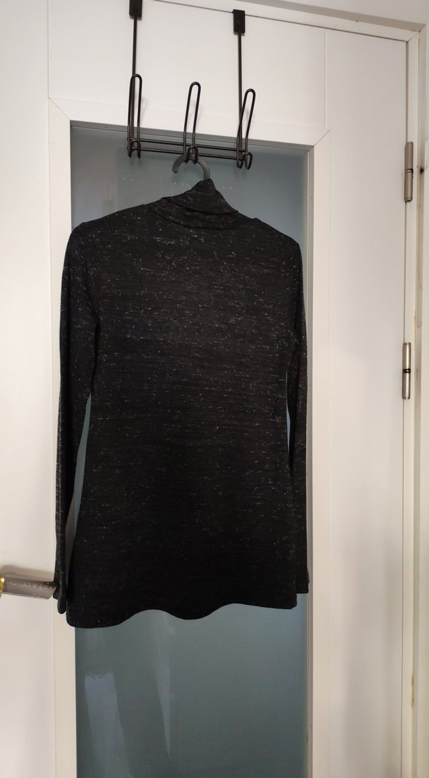 Gri Kadın Boğazlı İnce Örgü Kazak - Görsel 5