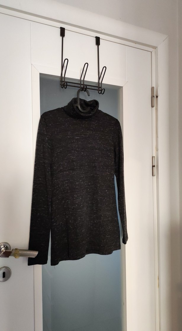 Gri Kadın Boğazlı İnce Örgü Kazak - Görsel 2