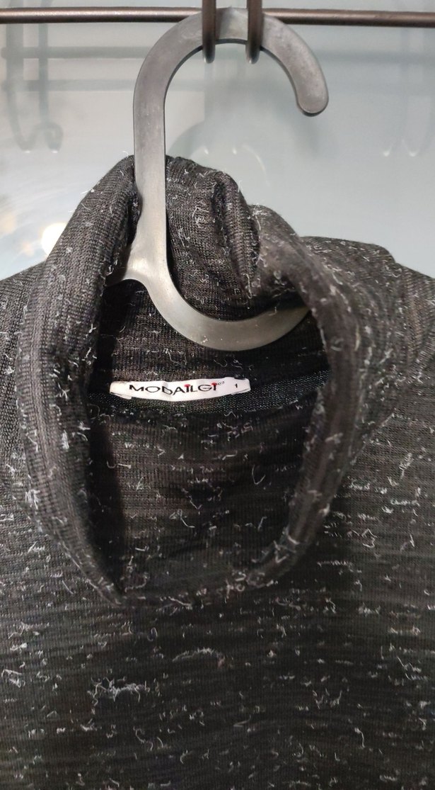 Gri Kadın Boğazlı İnce Örgü Kazak - Görsel 4