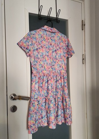 Pastel Renkli Düğmeli Midi Elbise - Görsel 6